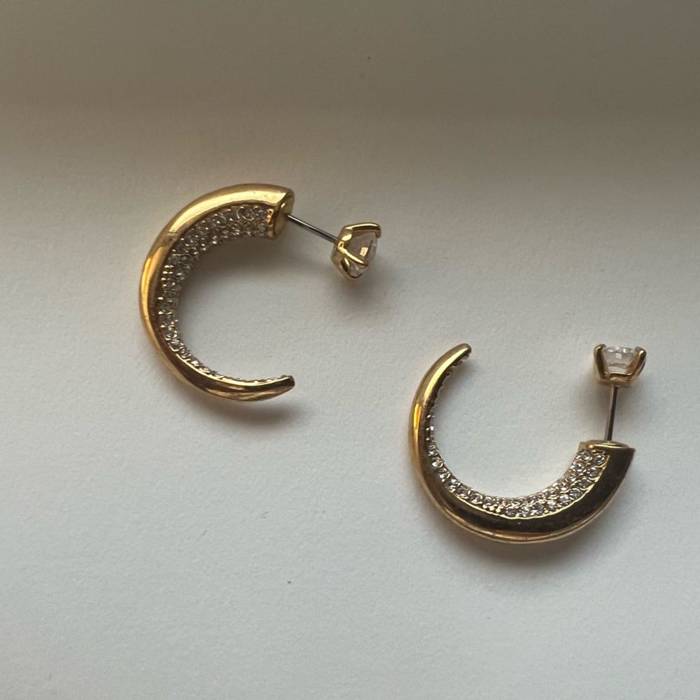 Baublebar Gold Cubic Zirconia Studs with Hook Crystal Back Ear Jacket Earring